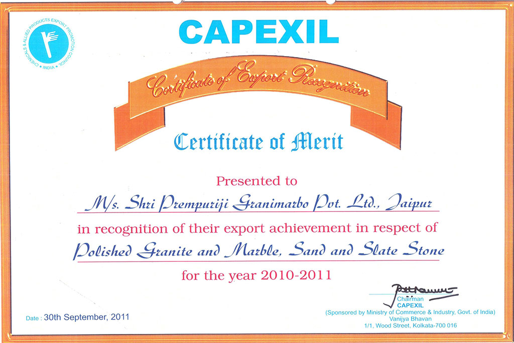 Export Certificate 2010-2011