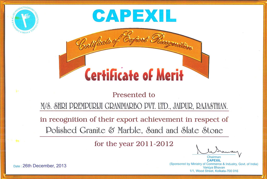Export Certificate 2011-2012